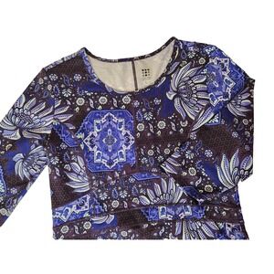 Title Nine Dream Floral 3/4 Sleeve Dress Blue Womens Size Large Pockets‎
